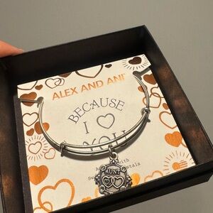 Alex and Ani Silver Heart Charm Aunt Bracelet